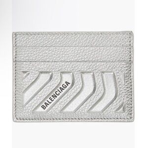 Balenciaga Silver Leather Card Holder Comes With Dust Bag